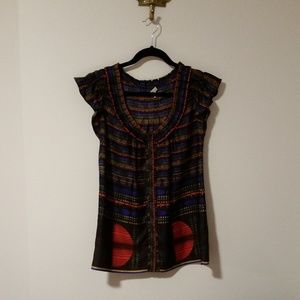 Silk sleeveless top with ruffle detail